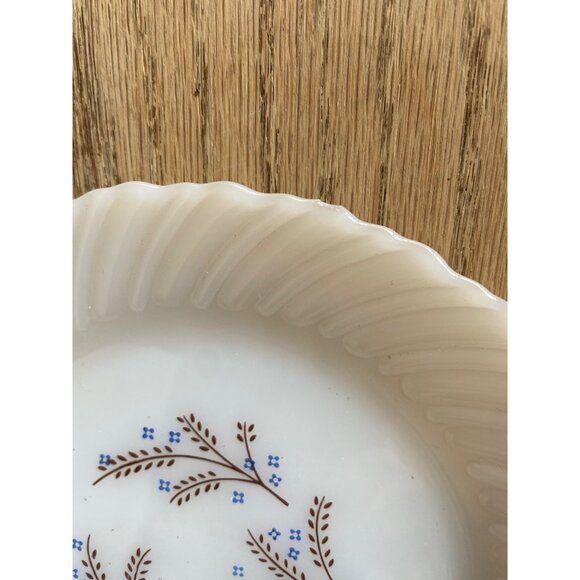VTG Termocrisa Milk Glass Dessert Plates  Blue Floral  Set of 4 - Picture 4 of 9